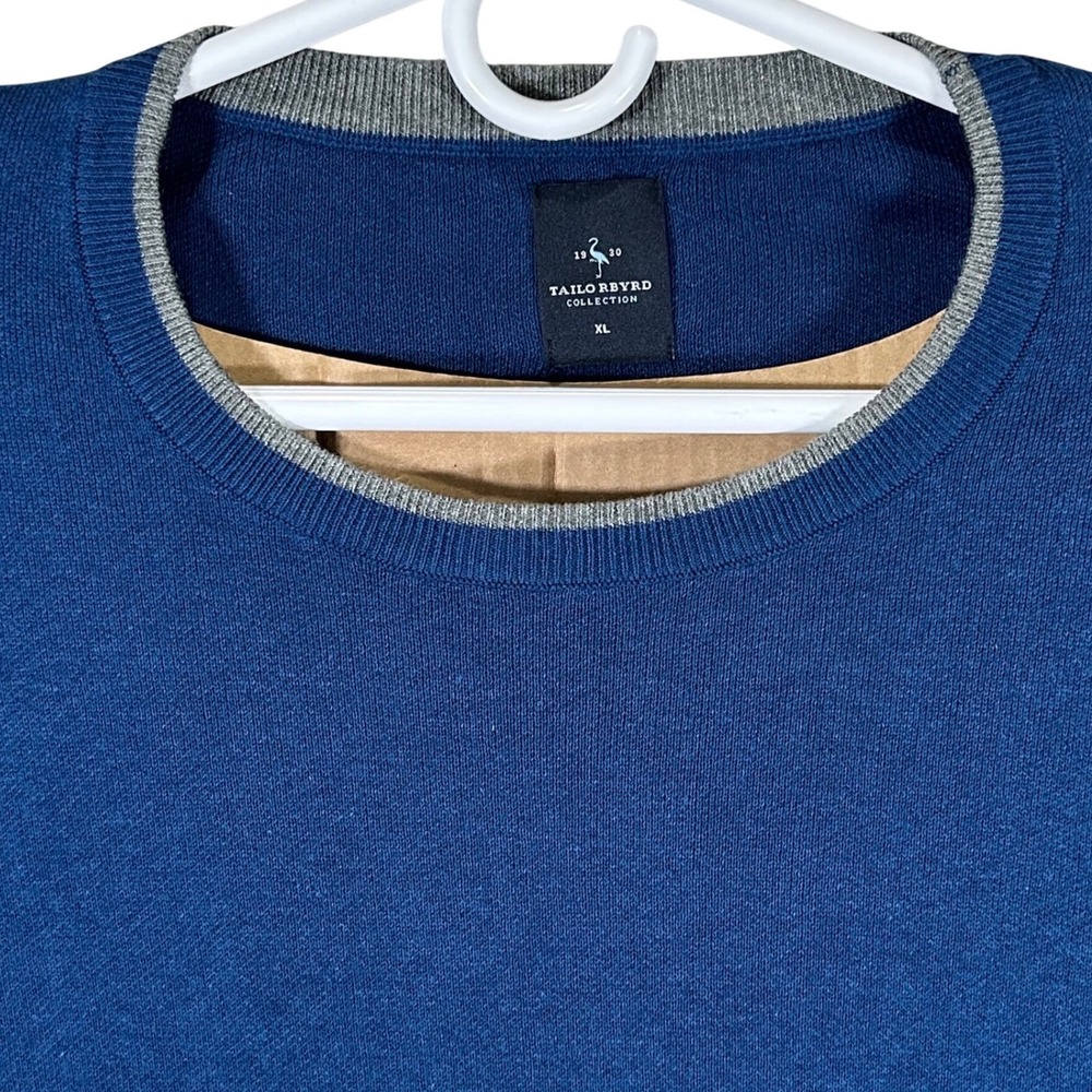 Tailorbyrd Collection Mens XL Blue Crewneck Cotton Rayon Knit Sweater New